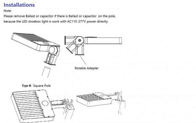 Đèn LED hộp 3 bước làm mờ Đèn LED SMD Slip Fitter / Arm Mount 100w 150w 200w 3